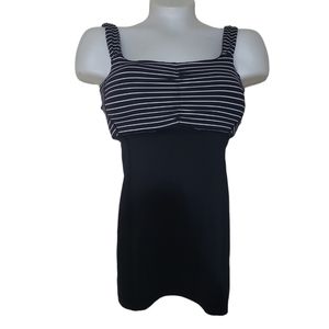 Lululemon Aria Tank Top II Parallel Stripe Black White Power Luxtreme Size 2